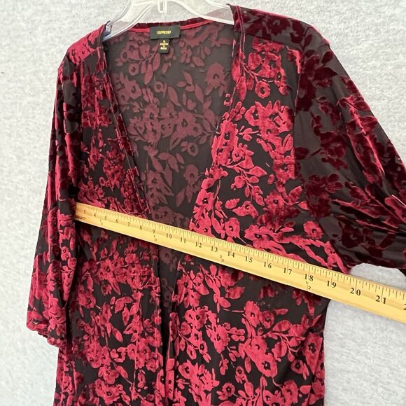 Espresso Sheer Floral Velvet Burnout Cardigan Size M Witchy Whimsigoth Vamp Goth - Picture 6 of 10